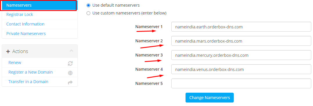 default nameservers